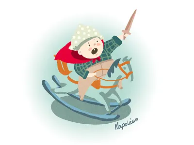 The young Napoleon boy horse illustration napoleon pillow sword toys