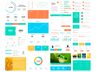 Ui Kit buttons elements flat graphic infogrpahic kit metro player site social ui web