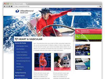 Heart & Vascular Microsite browser comp healthcare hospital medical mockup web website