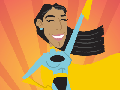 "Daswani Does" Promo cape cartoon costume hero illustration indian sunrays superhero vector vintage