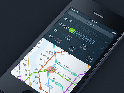 Subway station Info app information ios7 map seoul station subway time timetable transit ui ux