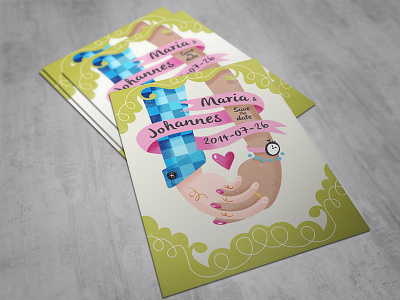 Maria & Johannes card hands heart illustration love wedding