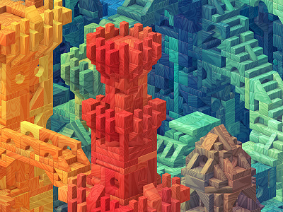 Castle Block 3d blocks castle isometric