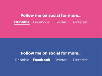 Social profile link concept blue color dribbble effect facebook fade flat follow hover list social