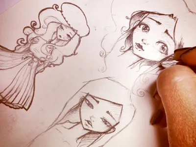 Sketching faces art concept faces girl illustration pencil sexy sketch woman
