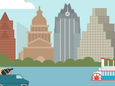 Austin - In Progress austin boat illustration music texas van vector
