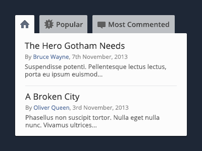 Tiny Tabs Widget batman blue bruce wayne dark design green arrow icons light oliver queen separator tabs webdesign