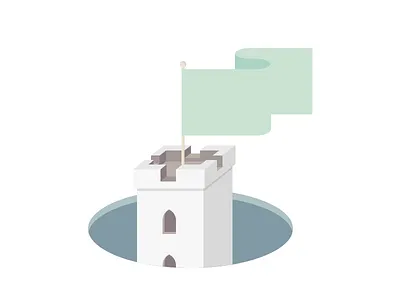 White Castle castle flag icon illustration tower white