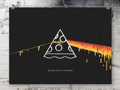 Dark Slice of the Moon poster cheese illustration parody pie pink floyd pizza poster prog rock slice texture