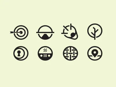 Icans arrow bullseye car icons illustration location magazine tree