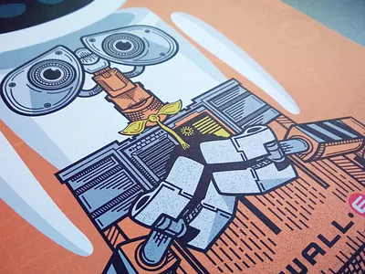 Wall-E Test Print disney drawing illustration movie orange pixar poster robot screen print wall e