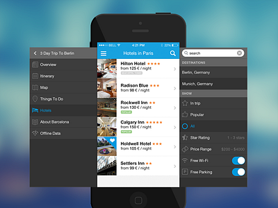 Tripomatic Hotels app flat ios7 travel