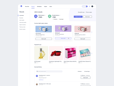 Wishlist - My Rewards clean product design dashboard product designer products recognition redeem rewards rewards table ui designer ux design wishlist