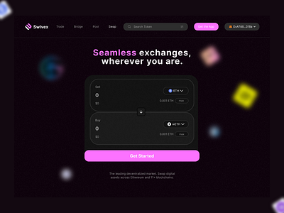 Swivex - DEX swap interface, Web3 Design blockchain bridge design crypto design dex eth minimalist style neon effect swap swap interface ui crypto web3 web3 ux design
