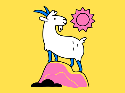 Looking for the sun animal branding cute design flat friendly goat graphic design happy illustration logo mascot minimal simple sun ui vector yellow