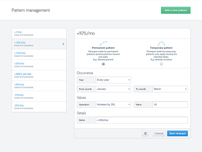 Pattern management buttons form light navigation ui