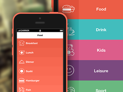 Categories & Subcategories ( I Join ) activities app application categories design ios iphone join slider subcategories ui