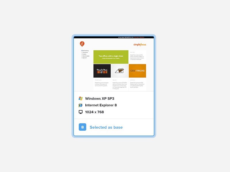 CrossBrowserTesting Card base browser browsers card interface operating os resolution screenshots system ui ux