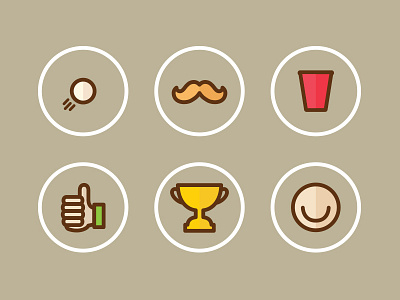 A Beer Pong Game For Movember beer brown flat icons illustrator mustache pingpong smile thumbsup trophy