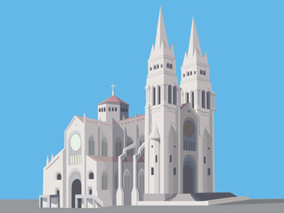 Metropolitan Cathedral Of Fortaleza Brasil Flat Art 45 degree flat art icon ios modern perspective poster shadows