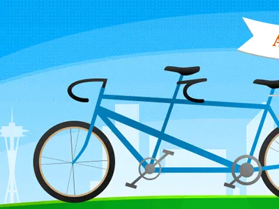 Upcoming event announcement bicycle seattle spaceneedle tandem