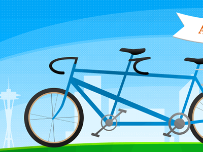 Upcoming event announcement bicycle seattle spaceneedle tandem