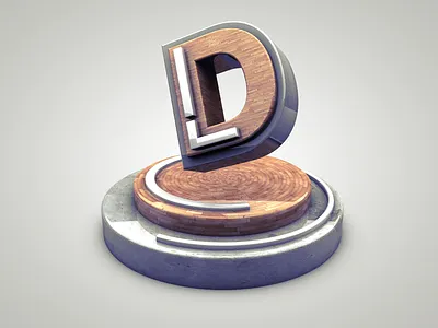 D is for Dribbble 3d c4d concrete d design typography wood