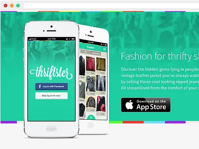 Thriftster App Landing Page app download flat ios iphone landing mobile product design script