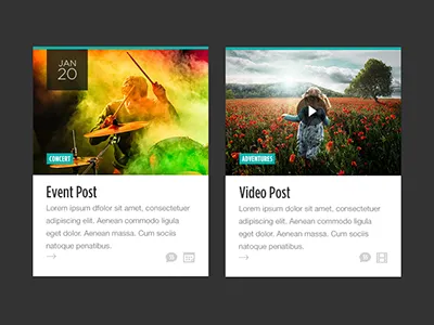 Event & Video blocks calendar category date event grid post video