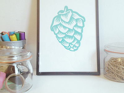 Hop poster framed beer framed hop poster screenprint