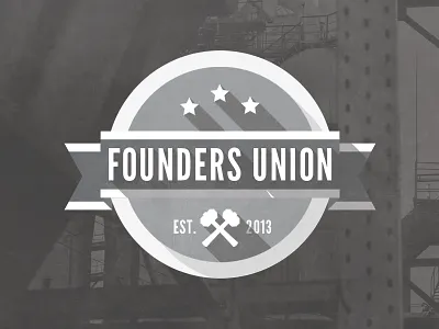 Founders Union flat hammer industrial logo retro ribbon stripe urban vintage