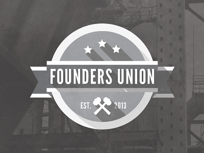 Founders Union flat hammer industrial logo retro ribbon stripe urban vintage