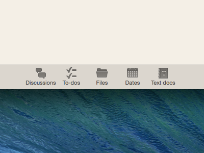 Bottom Tab Bar dates discussions files icons os x tab bar text to do