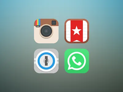Flat icons 1password app icon flat icon instagram ios7 whatsapp wunderlist