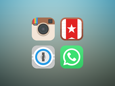 Flat icons 1password app icon flat icon instagram ios7 whatsapp wunderlist