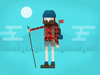 Backpacker backpacker beard flannel hiker hiking illustration mountains