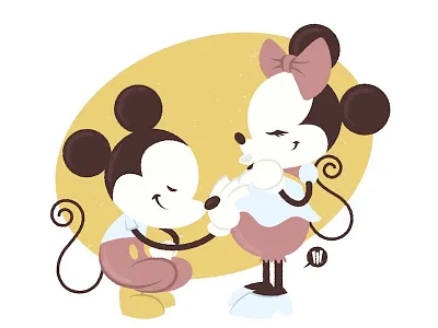 Mickey + Minnie cartoon disney fathers illustration love mickey mouse minnie mouse vector vintage
