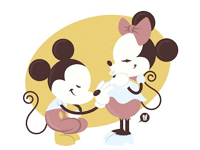 Mickey + Minnie cartoon disney fathers illustration love mickey mouse minnie mouse vector vintage