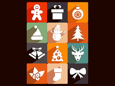 Free Long Shadow Christmas Icons christmas flat free freebies icons long shadow png