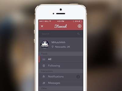 Stanced iPhone Menu cars feed ios menu stanced ui ux