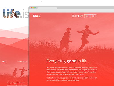 Life.is landing page slide scheme branding landing landing page life logo photography scroll transition web