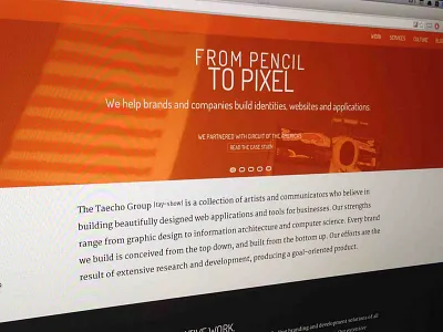 Taecho Site -updated brand orange taecho tag website white writing