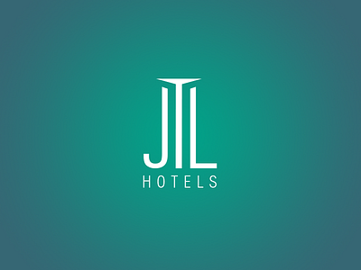 JLT Hotels blue door figure green ground hotel logo minimal perception white