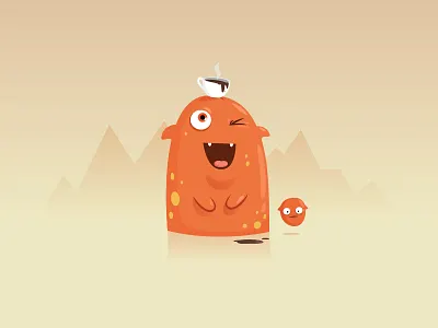 Coffee Monster baby cartoon character coffee cute funny illustration monster vector