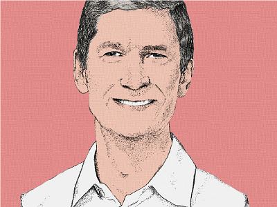 Tim Cook apple ceo dotted hand drawing portrait tim cook