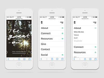 Risen Mobile Nav church design greater ios mobile nav navigation ui ux web