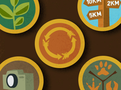 Wilderness Explorer Badges animal arrow badge camera emblem leaf plant scout sign texture track wood