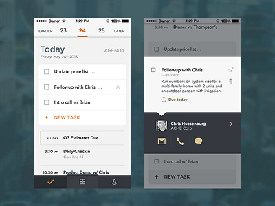 Refreshed clean crm flat gotham ios 7 iphone minimal mobile ui ux