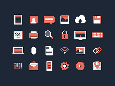 Technology Icon Set business calendar flat icons laptop lock map pack technology video videohive