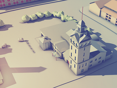 Old Fire Station 3d building cgi